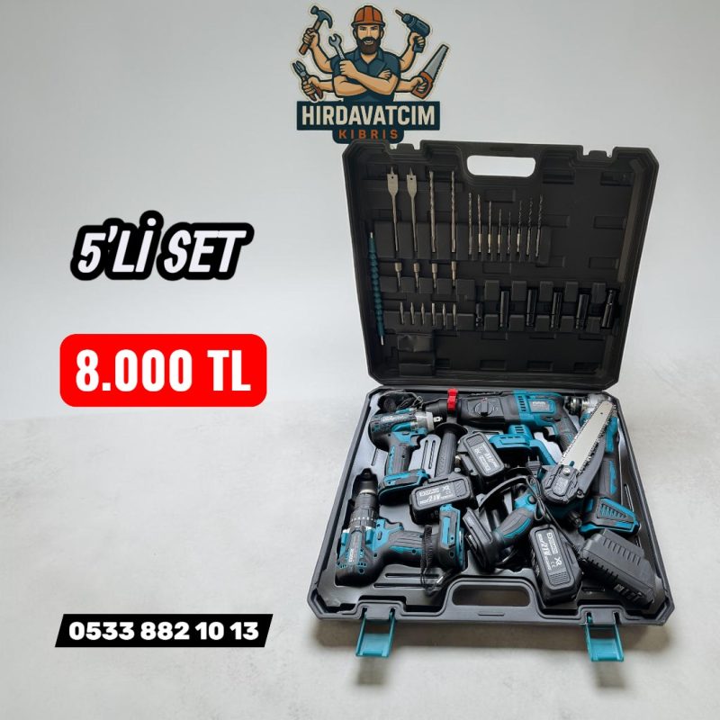 Daflong 5'li set 350nm Somun Sıkma, 115'lik Spiral, Kırıcı Delici Hilti, Çelik Mandrenli Matkap, Budama Makası