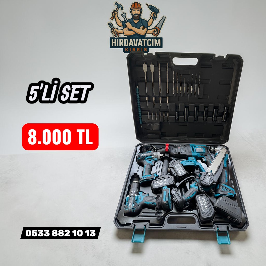 Daflong 5'li set 350nm Somun Sıkma, 115'lik Spiral, Kırıcı Delici Hilti, Çelik Mandrenli Matkap, Budama Makası