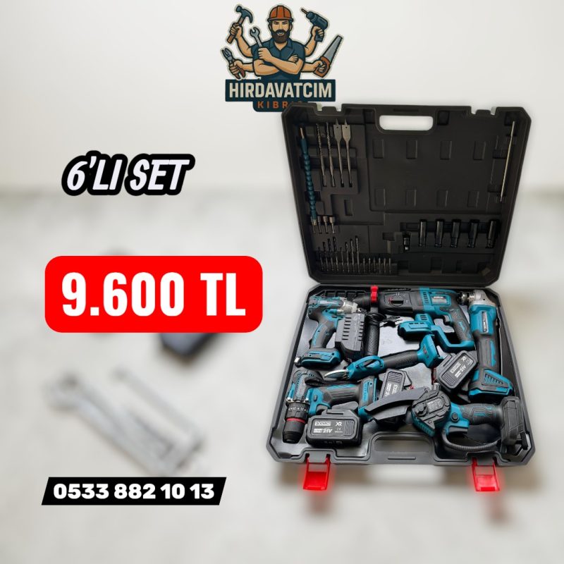 Daflong 6'lı Set 350 Nm Somun Sıkma + 115 mm Spiral + Kırıcı Delici Hilti + 13 mm Çelik Mandrenli Matkap + Budama Makası + Budama Makinesi