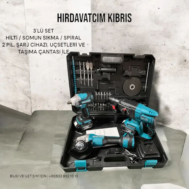 Dawreek 3'lü Set 350nm Somun Sıkma  115'lik Spiral  Kırıcı Delici Hilti 